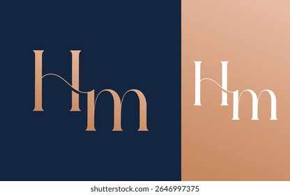 Ilustración vectorial inicial del diseño del logotipo de la letra HM MH para la pareja, la boda, y el negocio