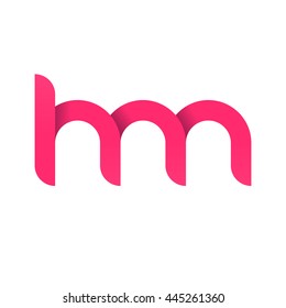 initial letter hm modern linked circle round lowercase logo pink