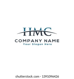Initial letter HMC, overlapping movement swoosh horizon logo company design inspiration in blue and grey color vector