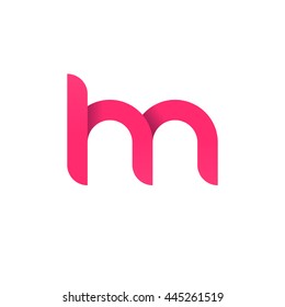 initial letter hn, letter hm, modern linked circle round lowercase logo pink