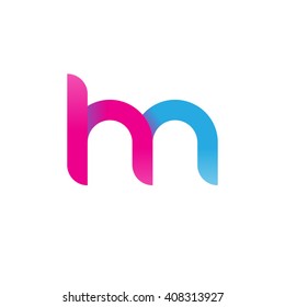 initial letter hn linked circle lowercase logo pink blue purple