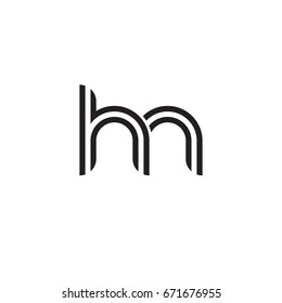 Initial letter hn, linked outline rounded lowercase, monogram black
