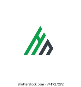 Initial Letter HN Linked Triangle Design Logo