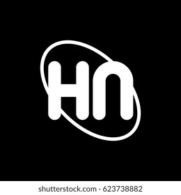 initial letter hn logo white on black background