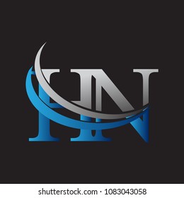 initial letter HN logotype company name colored blue and grey swoosh design. vector logo for business and company identity.