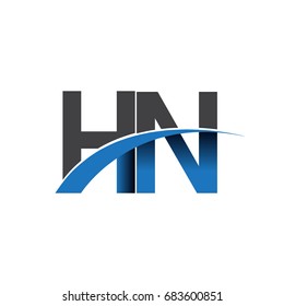 initial letter HN logotype company name colored blue and grey swoosh design. vector logo for business and company identity
