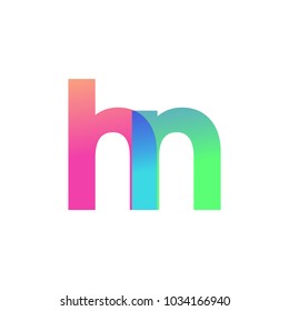 Initial Letter HN Lowercase Logo green, pink and Blue, Modern and Simple Logo Design.