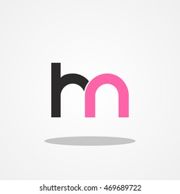 Initial letter HN lowercase logo design template black pink