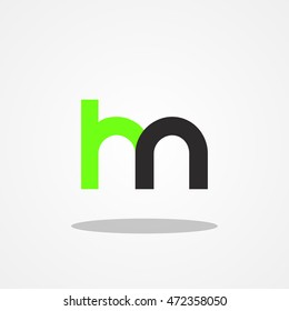 Initial letter HN lowercase logo design template leaf green black