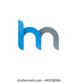 initial letter hn modern linked circle round lowercase logo blue gray