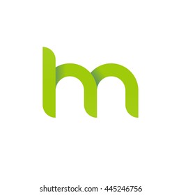 initial letter hn modern linked circle round lowercase logo green