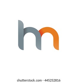initial letter hn modern linked circle round lowercase logo orange gray