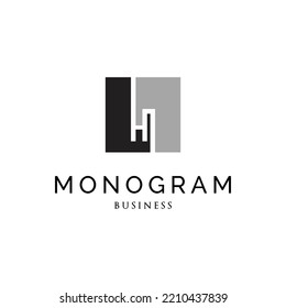 Initial Letter HN Monogram Icon Logo Design Template