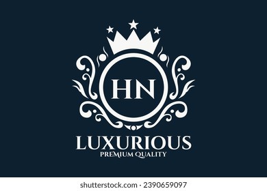 Initial  Letter HN Royal Luxury Logo template in vector art for luxurious branding  vector illustration.