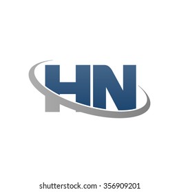 initial letter HN swoosh ring company logo blue gray