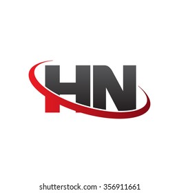 initial letter HN swoosh ring company logo red black