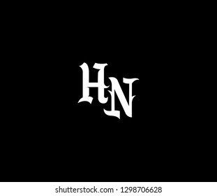 initial letter HN vintage decorative font typeface logo