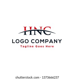 Initial letter HNC, overlapping movement swoosh horizon logo design inspiration in red and dark blue color vector