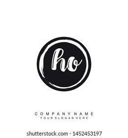 Initial letter HO beautiful handwriting logo vector template
