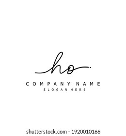 Initial letter HO calligraphy handwritten logo. Handwritten alphabet in the logo template. Letters and Alphabet for your logo design.