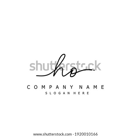 Initial letter HO calligraphy handwritten logo. Handwritten alphabet in the logo template. Letters and Alphabet for your logo design.