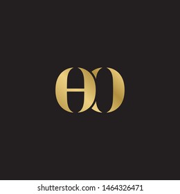 Initial letter ho h o  uppercase modern logo design template elements. Gold letter Isolated on black  background. Suitable for business, consulting group company.