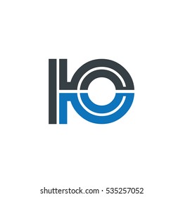 Initial Letter HO HC IO IC Linked Design Logo Black Blue