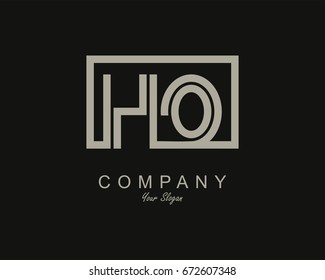 Initial Letter HO Linked Logo With Box