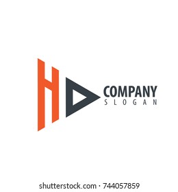 Initial Letter HO Linked Triangle Design Logo