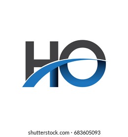 initial letter HO logotype company name colored blue and grey swoosh design. vector logo for business and company identity.
