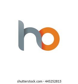 initial letter ho modern linked circle round lowercase logo orange gray