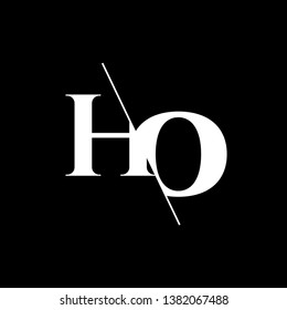 Initial Letter HO Monogram Sliced. Modern logo template isolated on black background