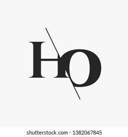 Initial Letter HO Monogram Sliced. Modern logo template isolated on gray background