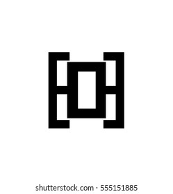 Initial Letter HO OH Black Logo With Letter O in the Middle of Letter H Icon