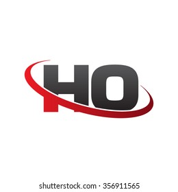 initial letter HO swoosh ring company logo red black