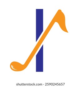 Initial Letter I Hockey Logo Concept With Hockey Stick Symbol Vector Template