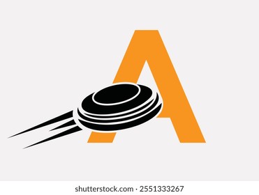 Initial Letter A Hockey Puck Logo Vector Template