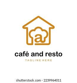 Anfangsbuchstabe a mit Home und Hat Cap Chef Kombinationssymbol für Catering Service, Restaurant, Heimkochen, Baker Class Simple Logo Idea Template 