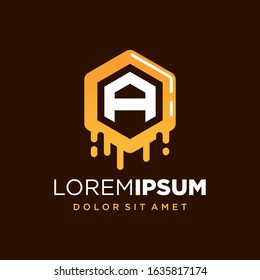 Initial Letter A with Honeycomb Logo Design
