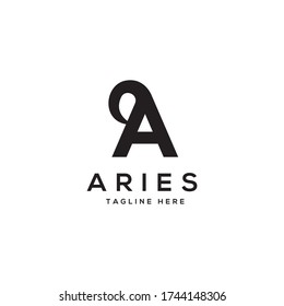 Initial Letter A With Horn Goat For Aries Logo Design