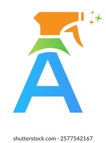 Initial Letter A House Cleaning Logo Concept With Hygiene Sprays Symbol