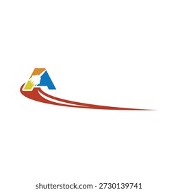 Carta inicial Um ícone de design de pintura de casa para renovação de casa, imóveis, construção, projetos de interiores e exteriores, serviços de propriedade, aplicativos móveis, sites, sinalização e visuais de marketing.