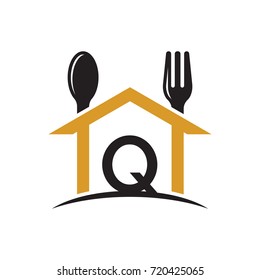 initial letter house spoon and fork logo restaurant