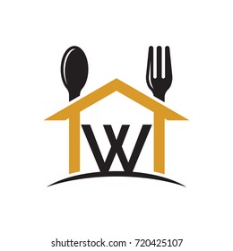initial letter house spoon and fork logo restaurant