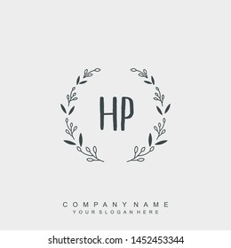 Initial letter HP beautiful handwriting logo vector template