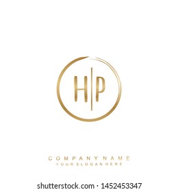 Initial letter HP beautiful handwriting logo vector template