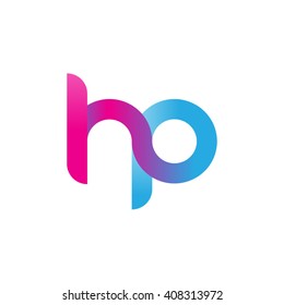 initial letter hp linked circle lowercase logo pink blue purple