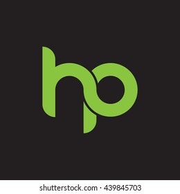 initial letter hp linked round lowercase logo green