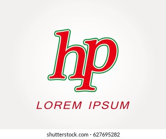 Initial letter hp logo. Monogram lowercase italic