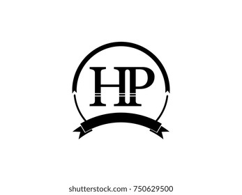 initial letter HP logo monogram retro black